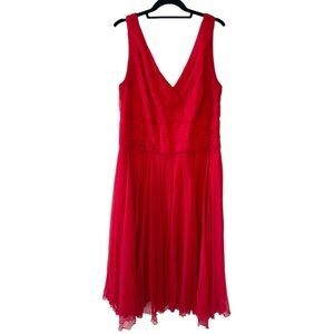 Tadashi Shoji Plus Size Red Silk Sleeveless Dress